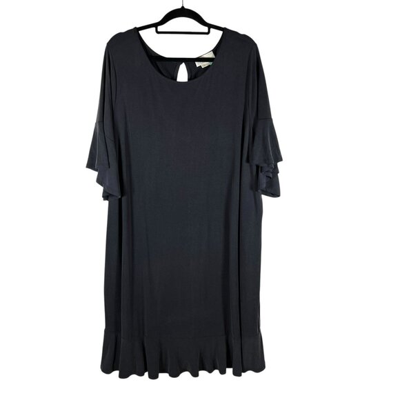 Anthropologie Plus Womens 3X‎ Carbon Ruffle Midi Dress Gray Boho Flowy - Picture 1 of 10